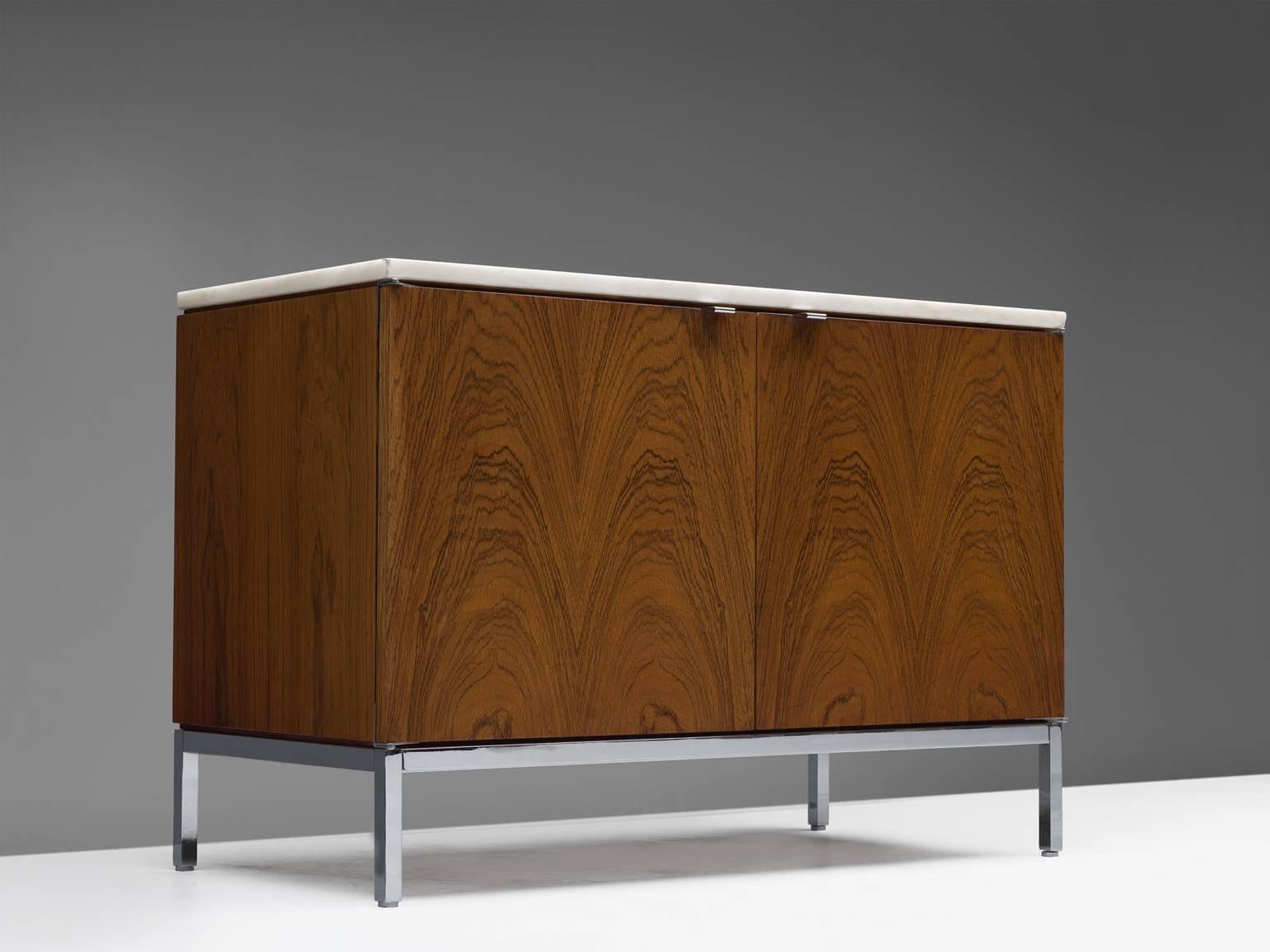Mid-Century Modern Florence Knoll Small Credenza in Marble and Rosewood