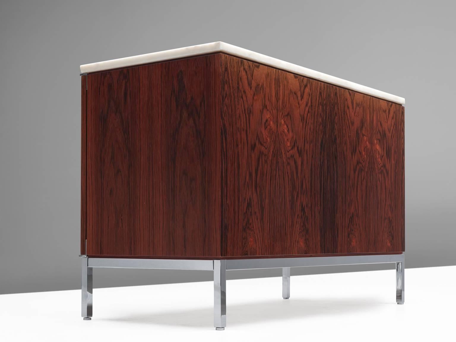 American Florence Knoll Small Credenza in Marble and Rosewood