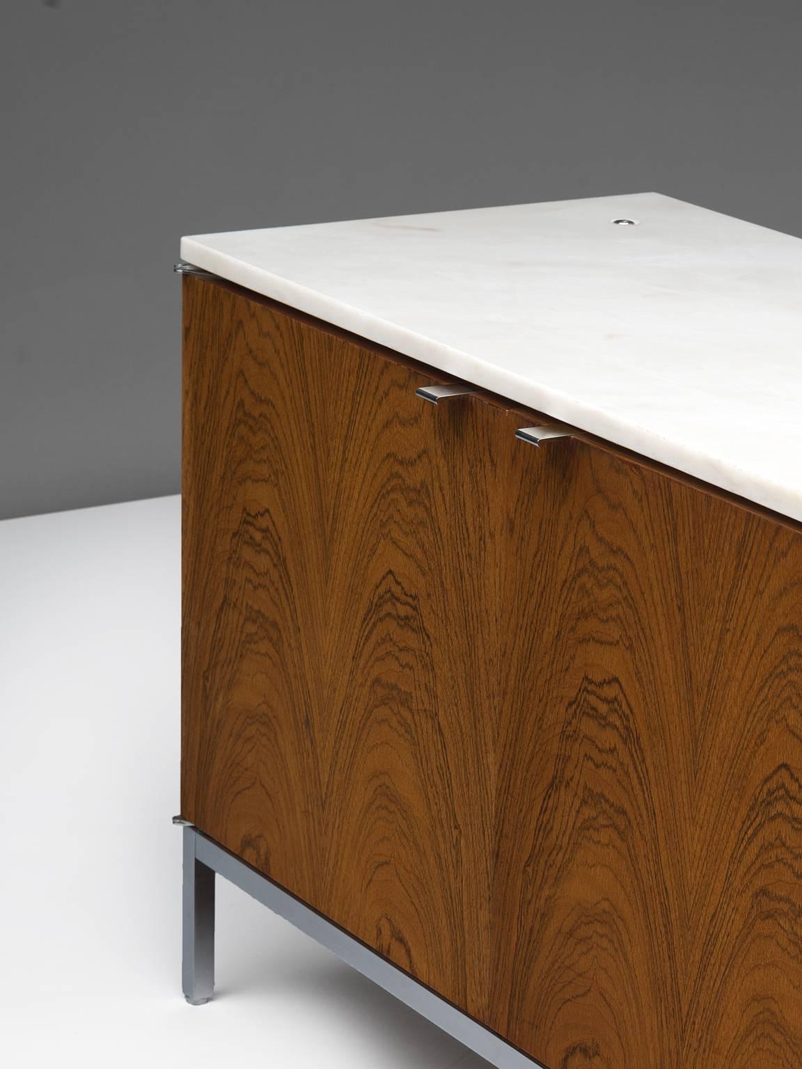 Mid-20th Century Florence Knoll Small Credenza in Marble and Rosewood