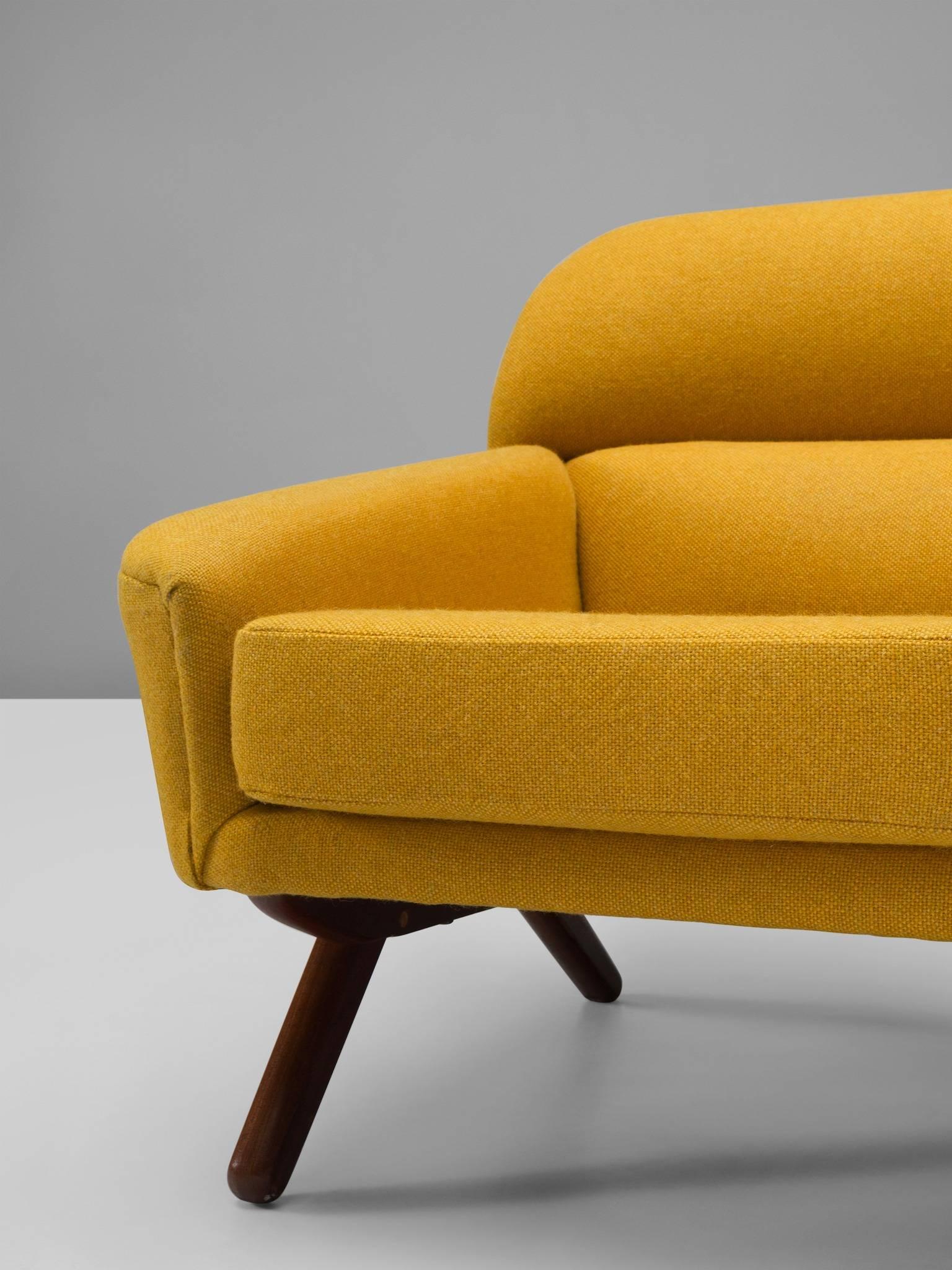 Scandinavian Modern Reupholstered Curved Sofa by Leif Hansen, Denmark
