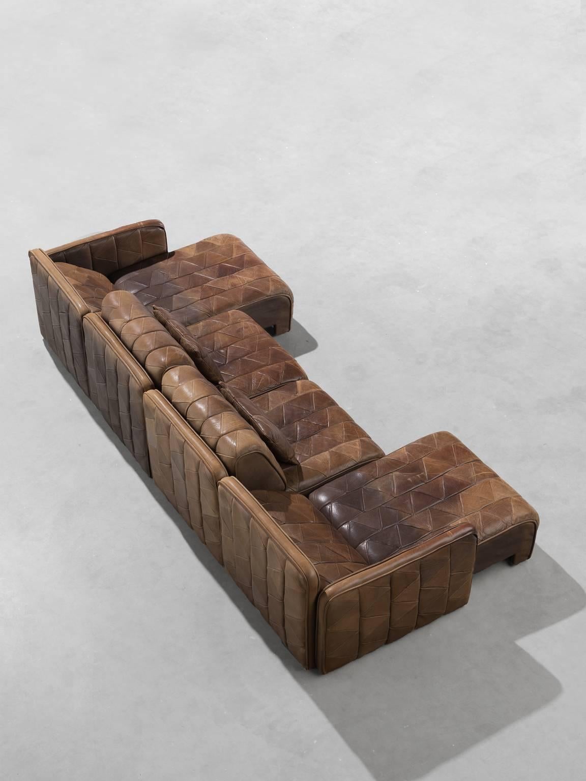 Post-Modern De Sede Extendable Patinated Sofa with Patchwork