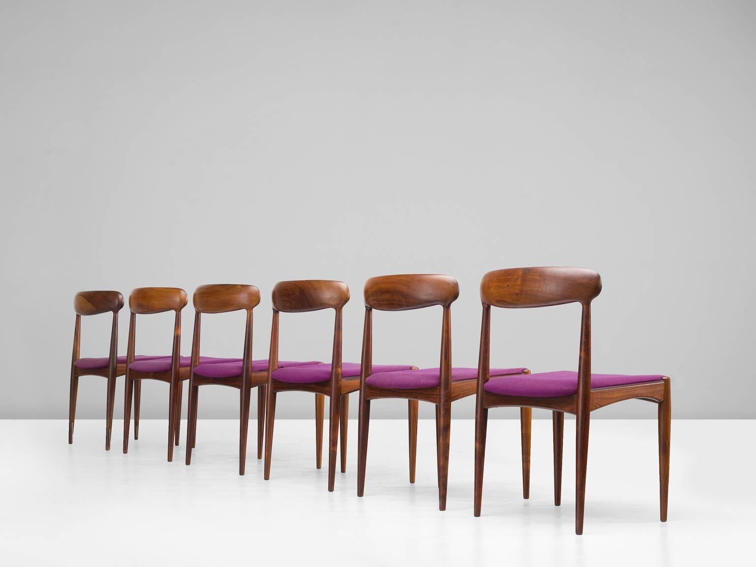 Scandinavian Modern Johannes Andersen Dining Chairs in Rosewood