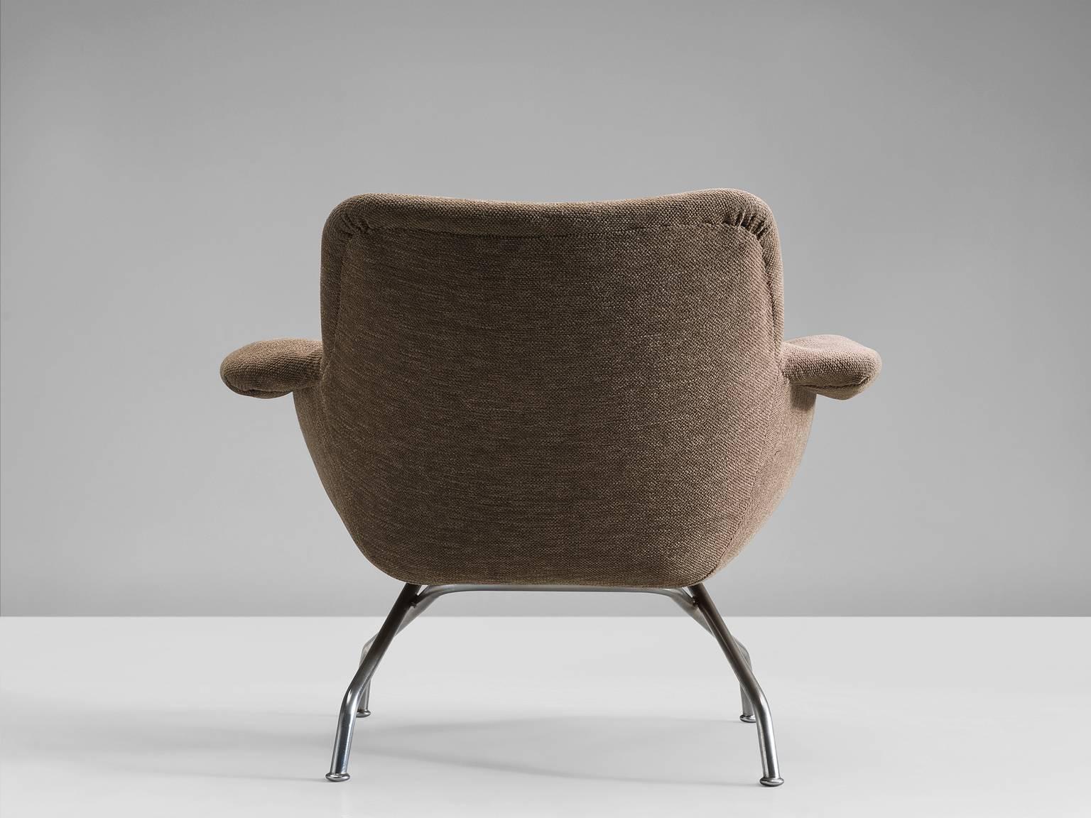 Steel Finnish Armchair and Ottoman by Asko
