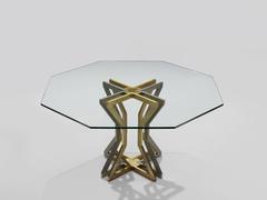 Octagonal Belgian Dining Table with Brass Foot