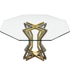Octagonal Belgian Dining Table with Brass Foot