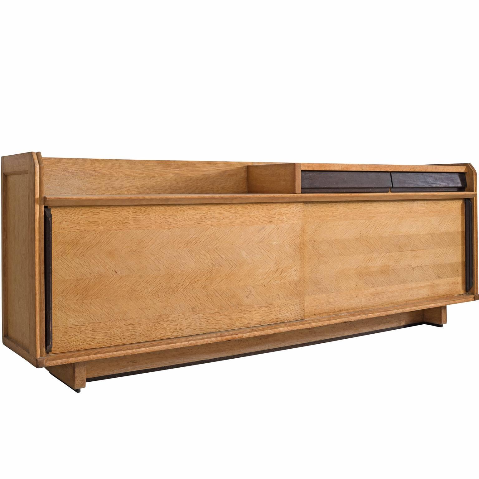 Ceramic and Oak Guillerme and Chambron Credenza