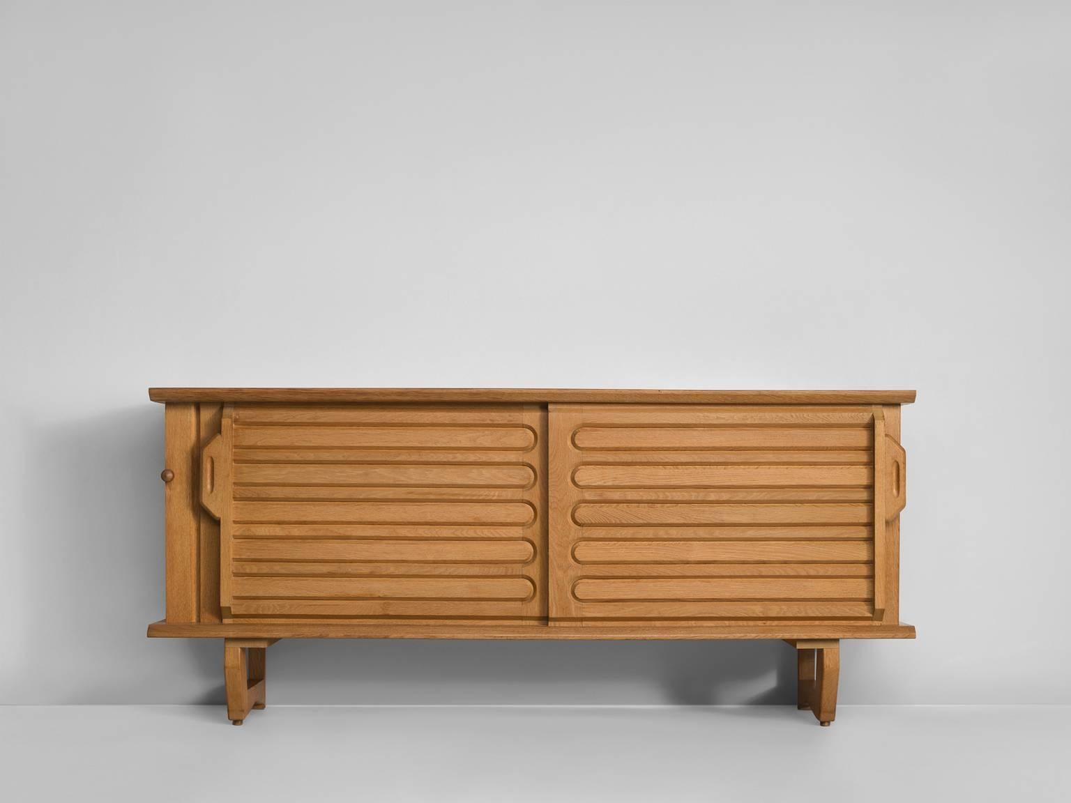 Mid-Century Modern Guillerme and Chambron Sideboard in Oak, France 1960s