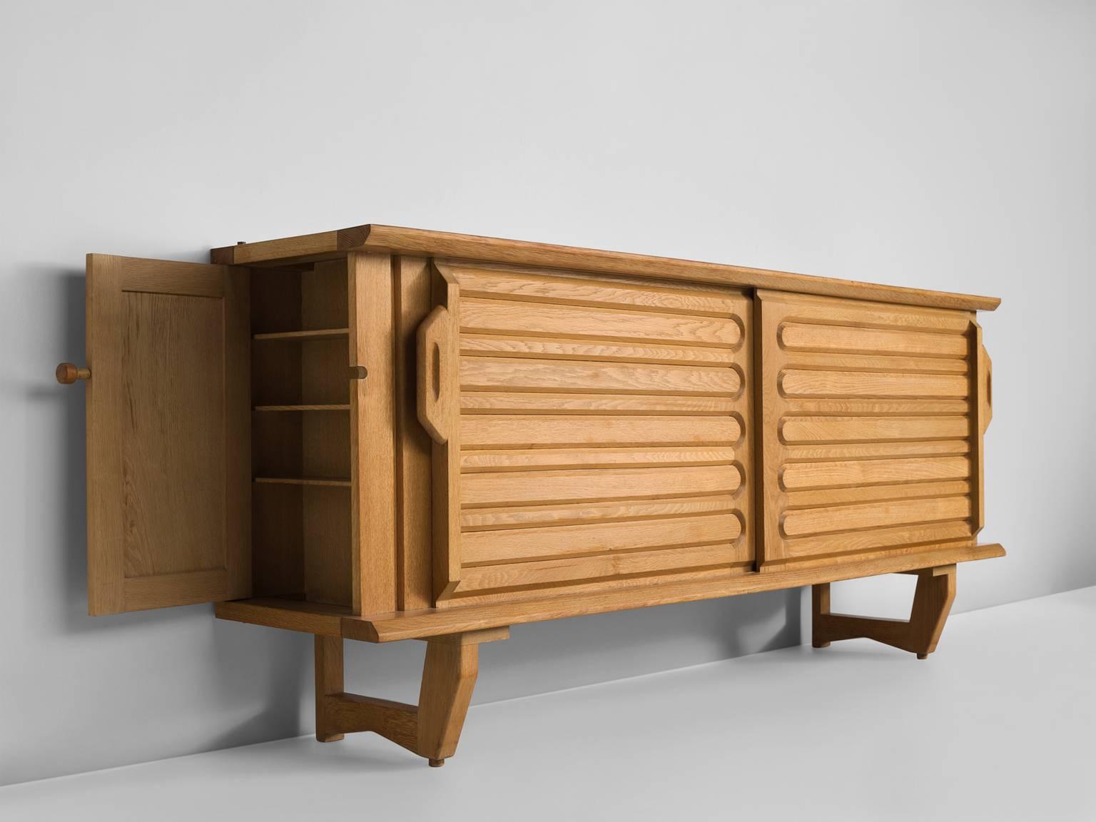 French Guillerme and Chambron Sideboard in Oak, France 1960s