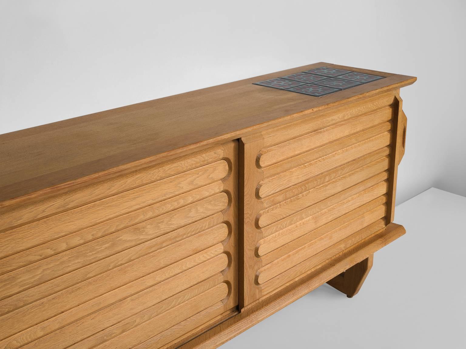 Mid-20th Century Guillerme and Chambron Sideboard in Oak, France 1960s