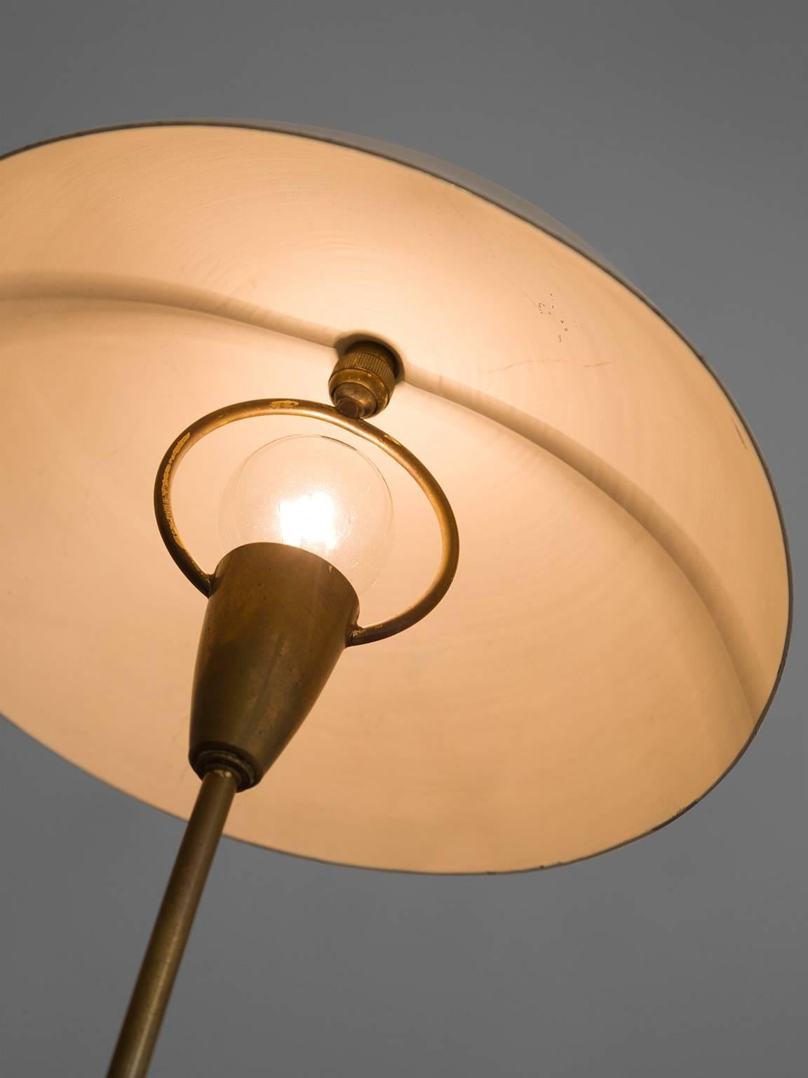 Early Angelo Lelii Brass and Opaline Glass Table Lamp In Excellent Condition In Waalwijk, NL