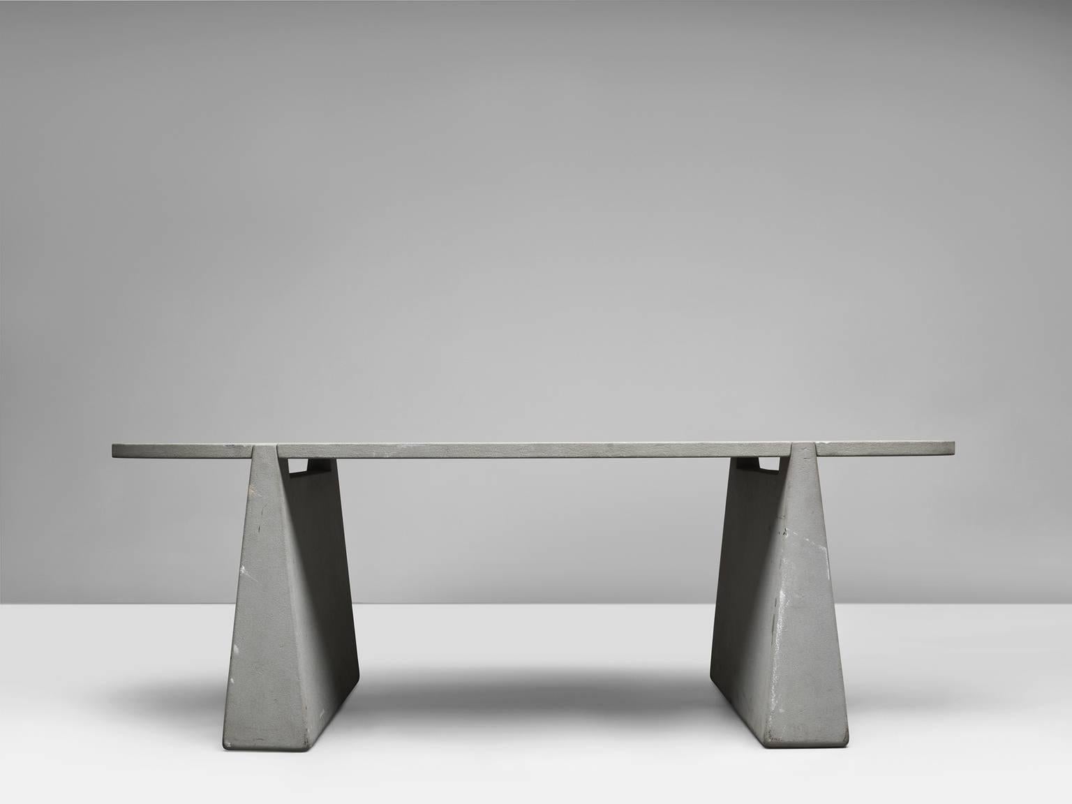Italian Angelo Mangiarotti Large Dining Table in Concrete, Italy 1970s