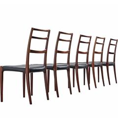 Gunni Omann Danish Dining Chairs in Original Leather and Mahogany