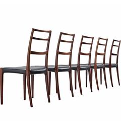 Gunni Omann Danish Dining Chairs in Original Leather and Mahogany 11