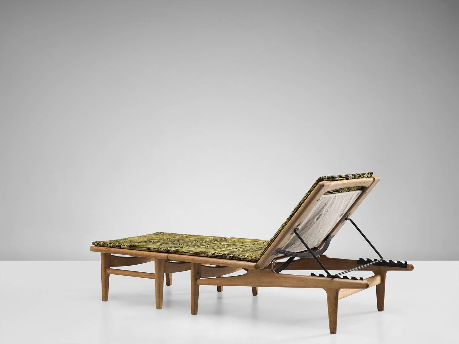 Danish Hans J. Wegner Daybed in Oak and Original Black and Yellow Upholstery