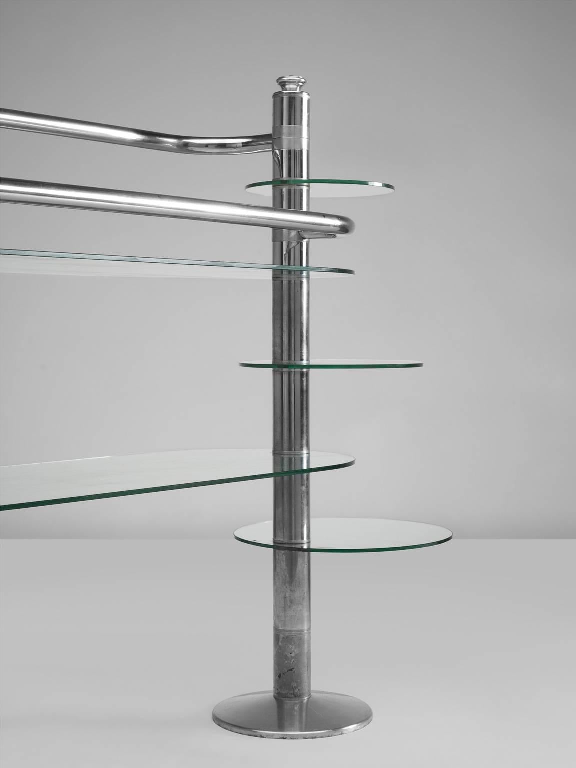 Italian Display Unit in Chrome and Glass, Italy, 1980s
