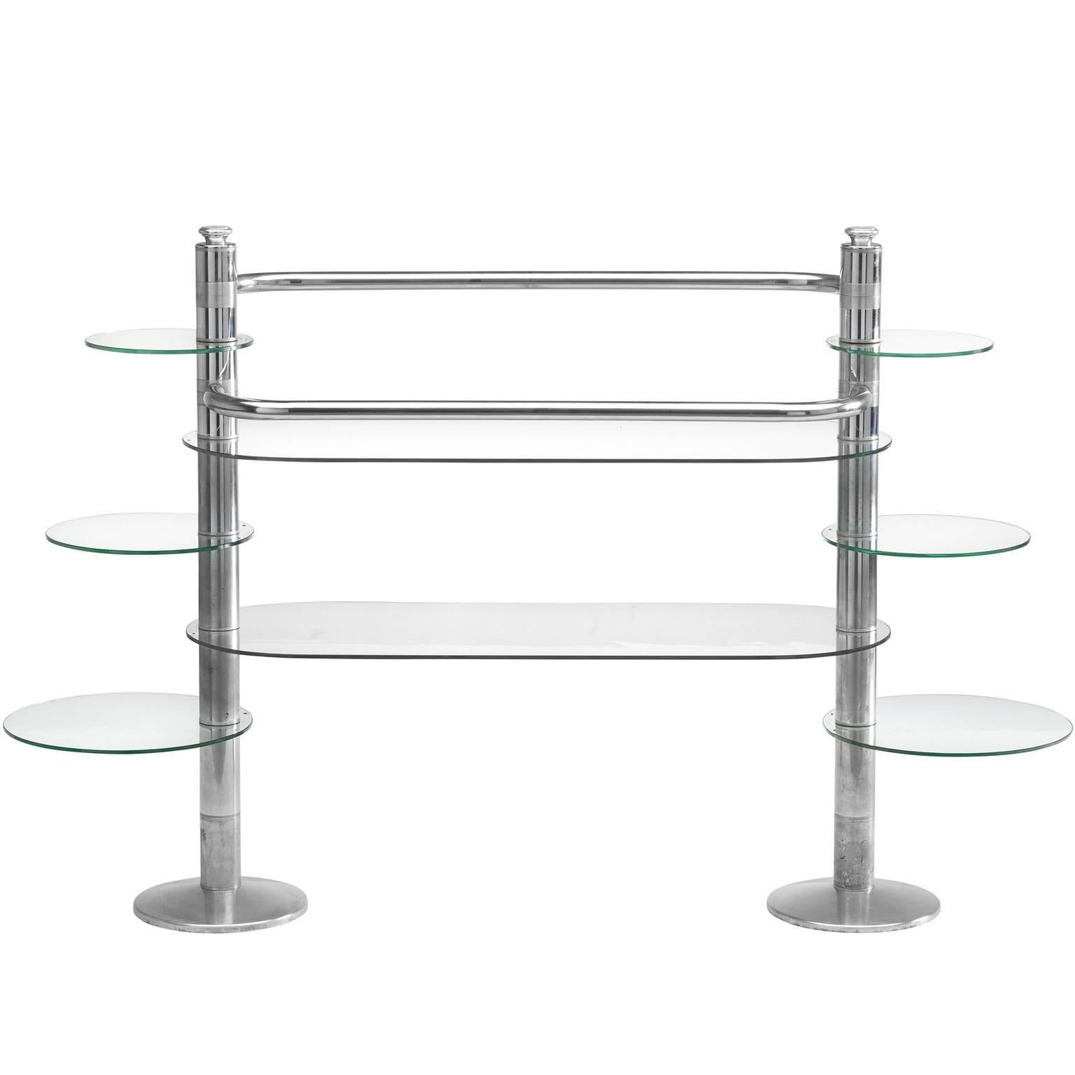 Display Unit in Chrome and Glass, Italy, 1980s