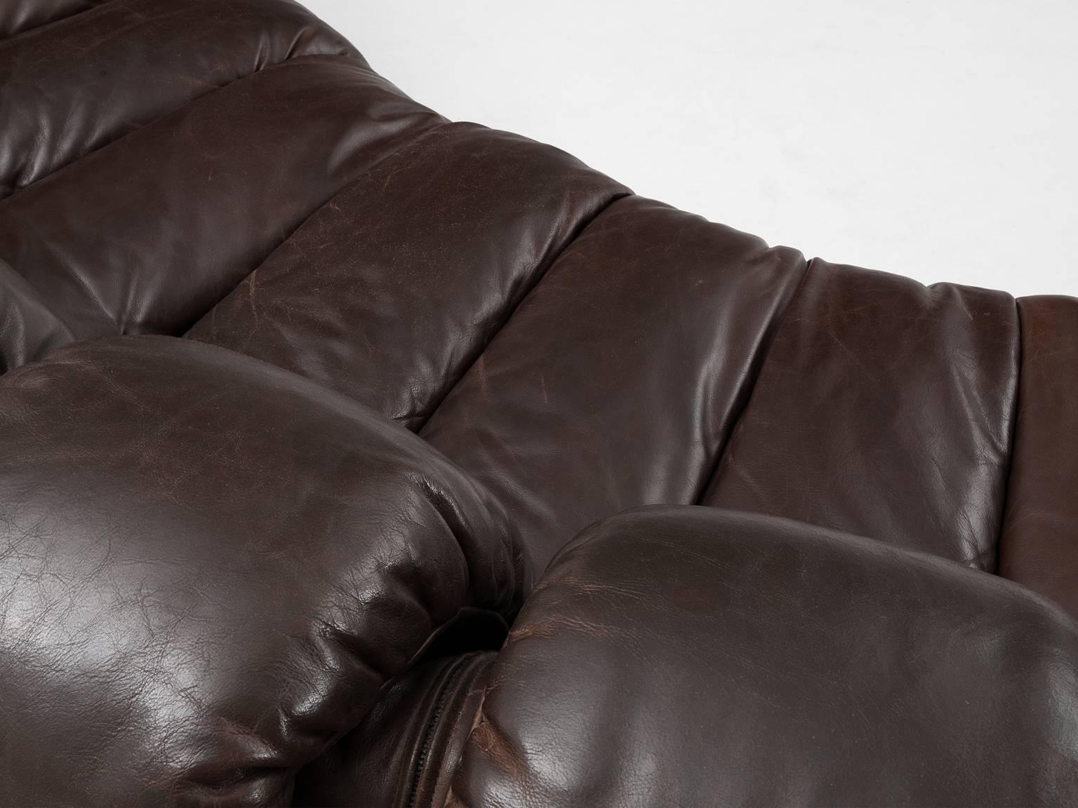 De Sede DS 600 Non Stop Sectional Sofa in Dark Brown Leather 1