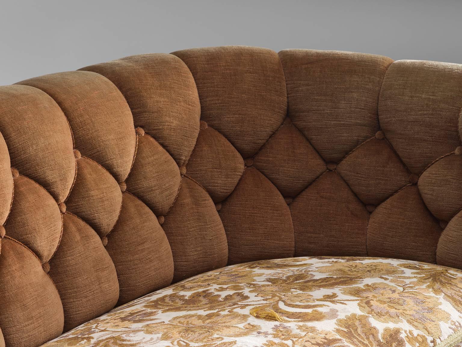 Mid-Century Modern Danish Curved Quilted Sofa, 1950s