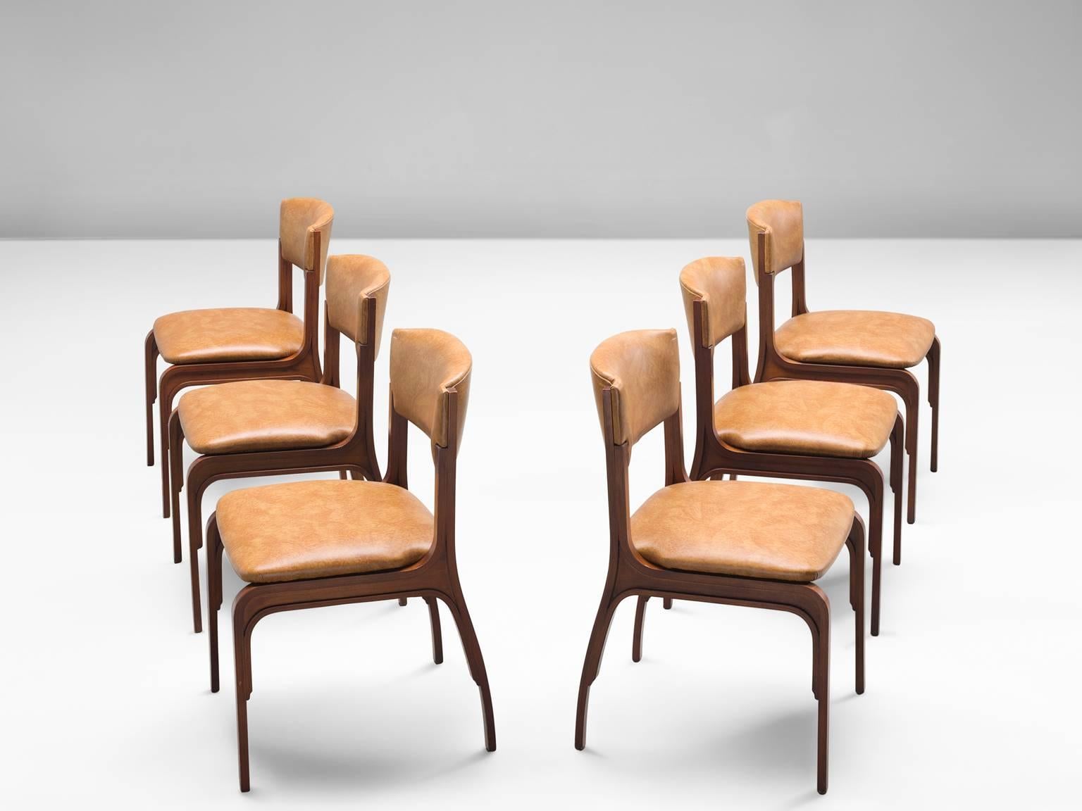 Mid-Century Modern Six Dining Chairs by Gianfranco Frattini for Cantieri Carugati