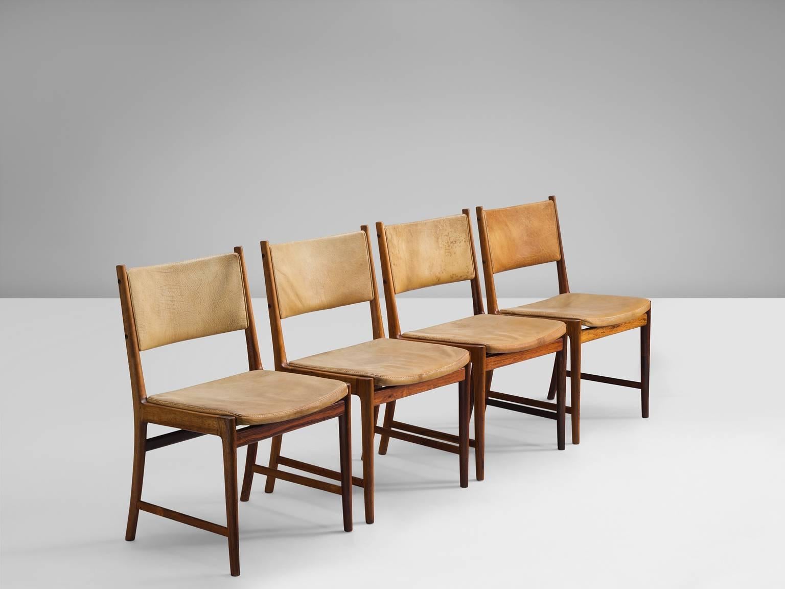 Scandinavian Modern Kai Lyngfeldt Larsen Set of Four Dining Chairs, Denmark, 1960s