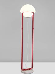 Roberto Pamio Floor Lamp in Marble and Red Steel