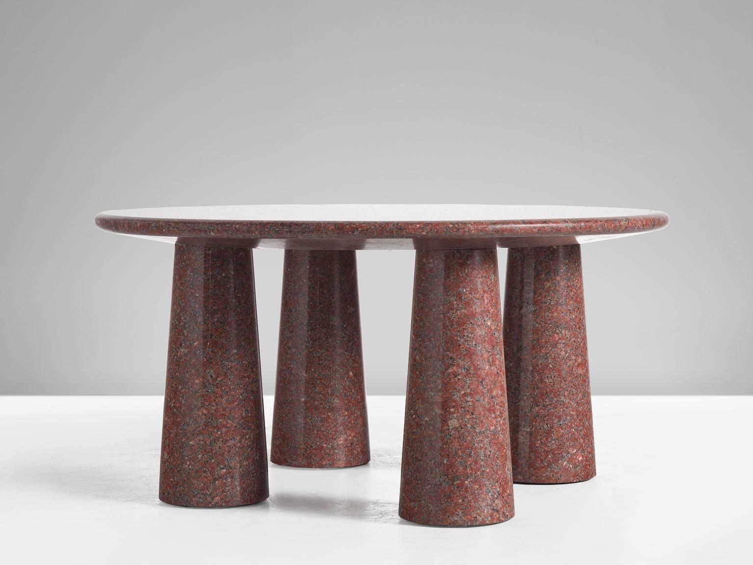 Mid-Century Modern Architectural Stone Coffee Table in Balmoral Red