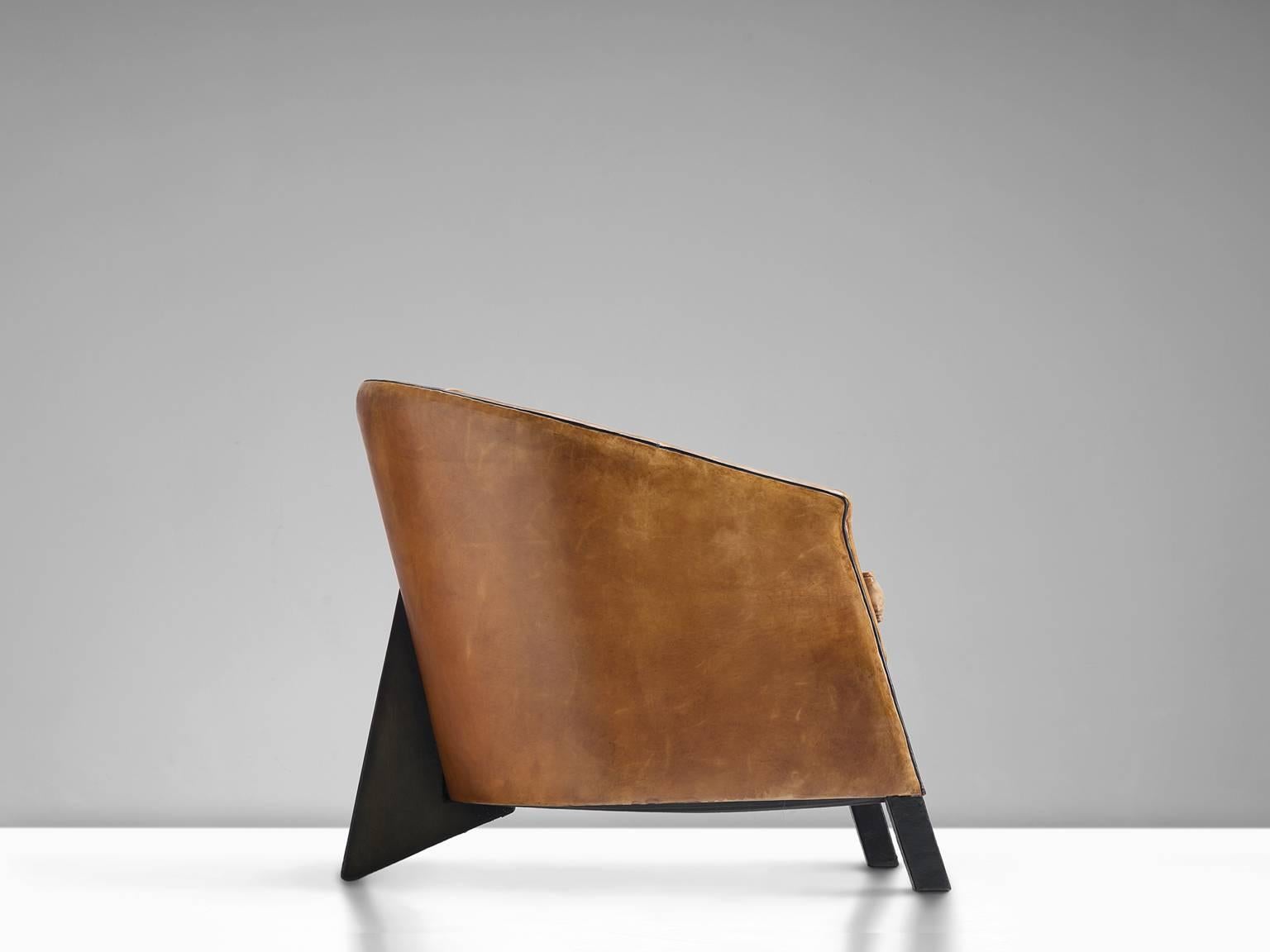 Mid-Century Modern Cognac Leather Club Chair, 1960s