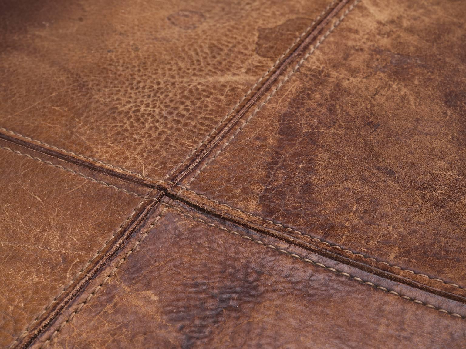 Metal Marzio Cecchi Rare Brown Buffalo Leather Sofa