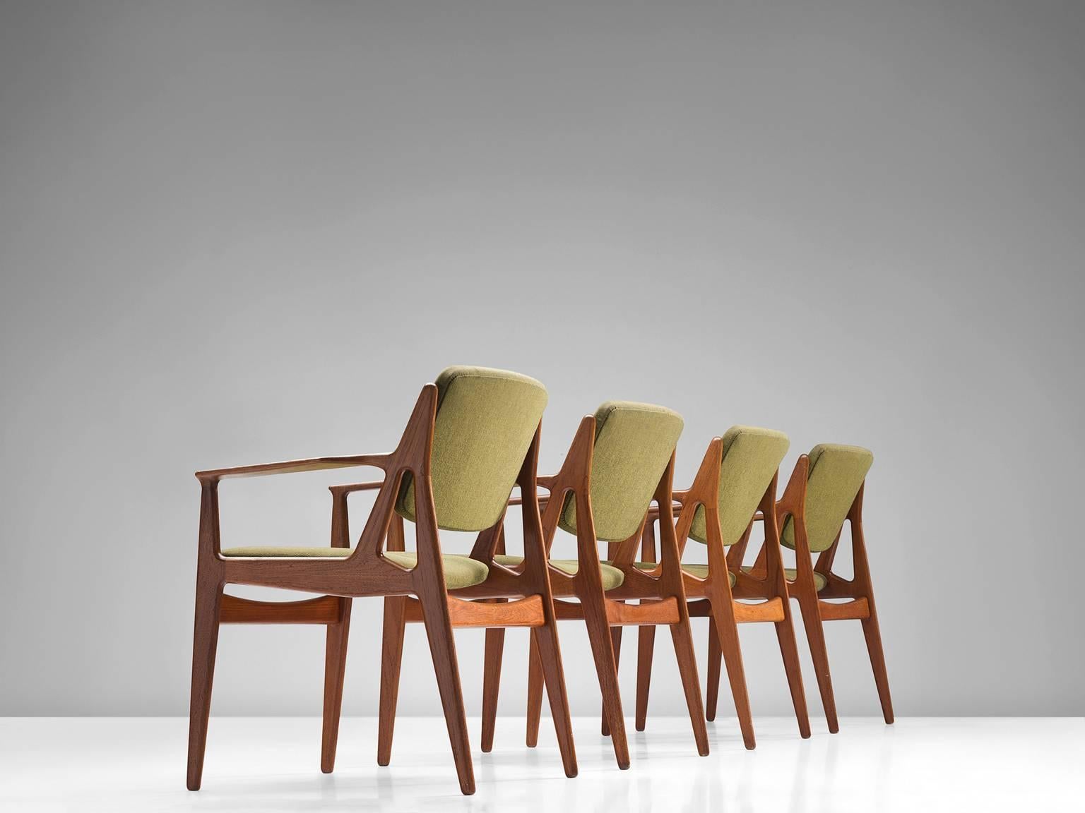 Scandinavian Modern Large Set of Eight 'Ella' Dining Chairs by Arne Vodder in Teak