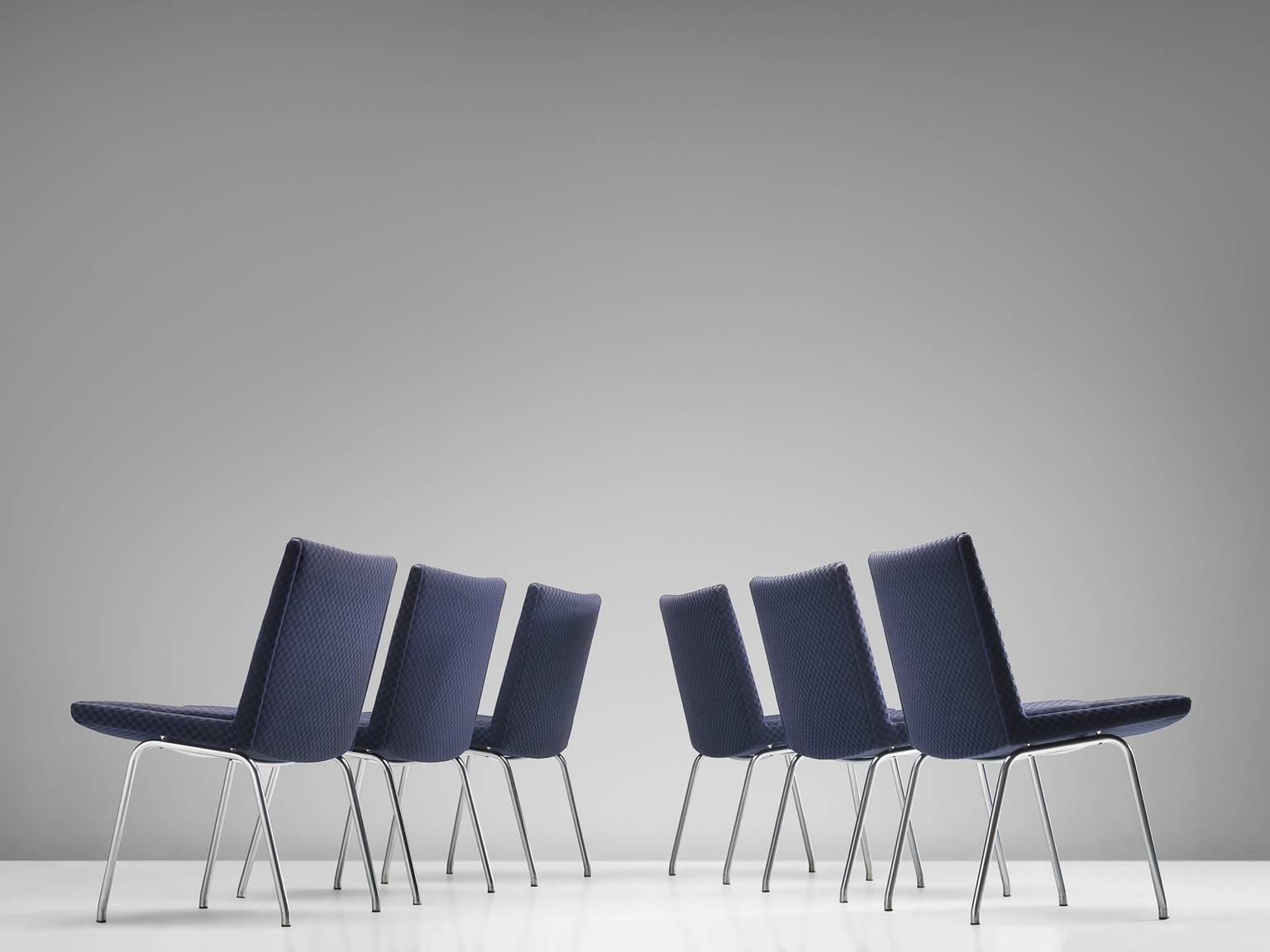 Scandinavian Modern Hans Wegner Set of Six 'Airport' Chairs for Carl Hansen
