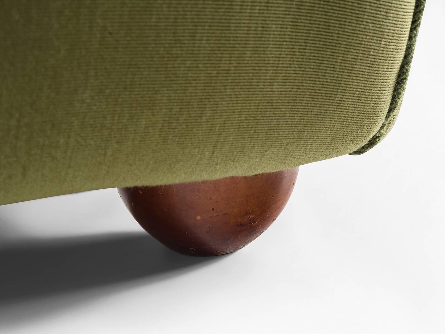 Mid-20th Century Sturdy Olive Green European Armchair, 1950s