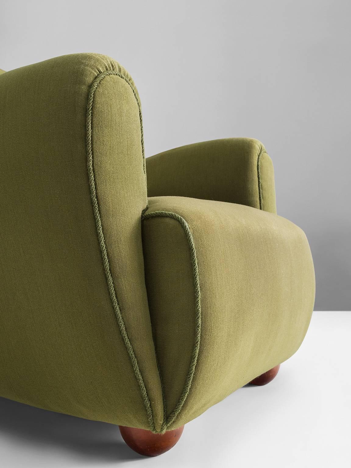 Sturdy Olive Green European Armchair, 1950s In Good Condition In Waalwijk, NL