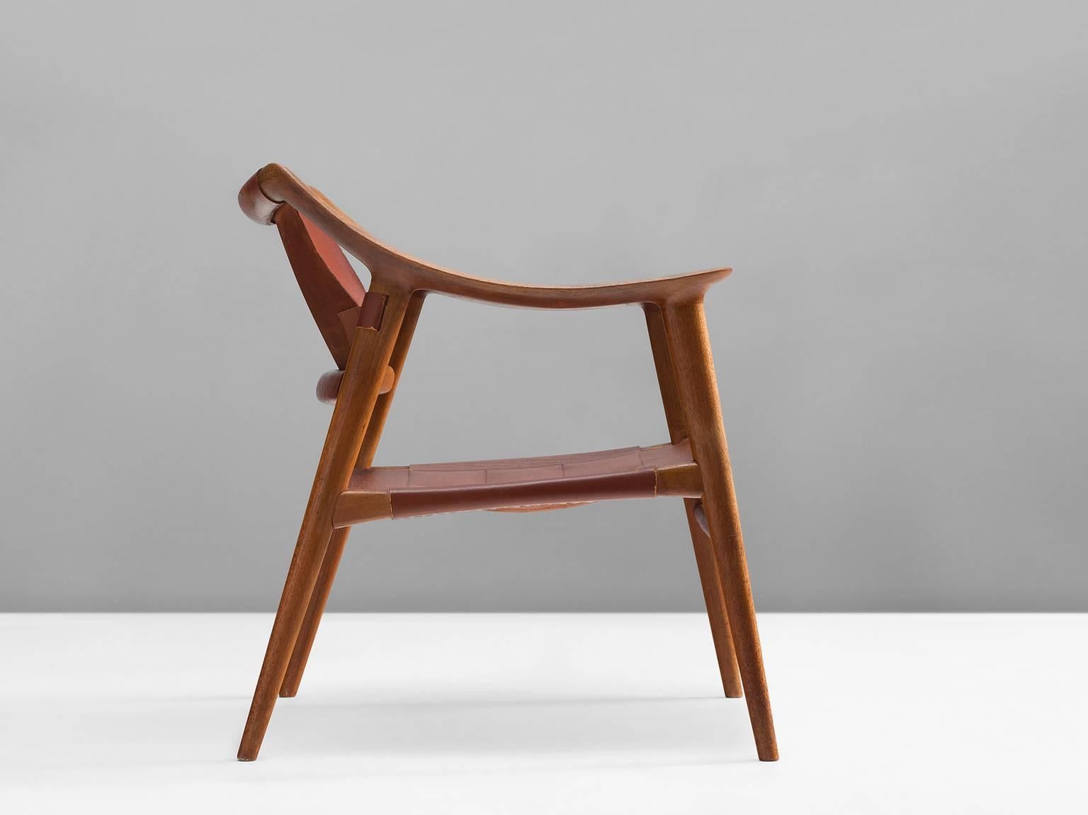 Norwegian Rastad & Relling 'Bambi' Armchair in Teak and Cognac Leather