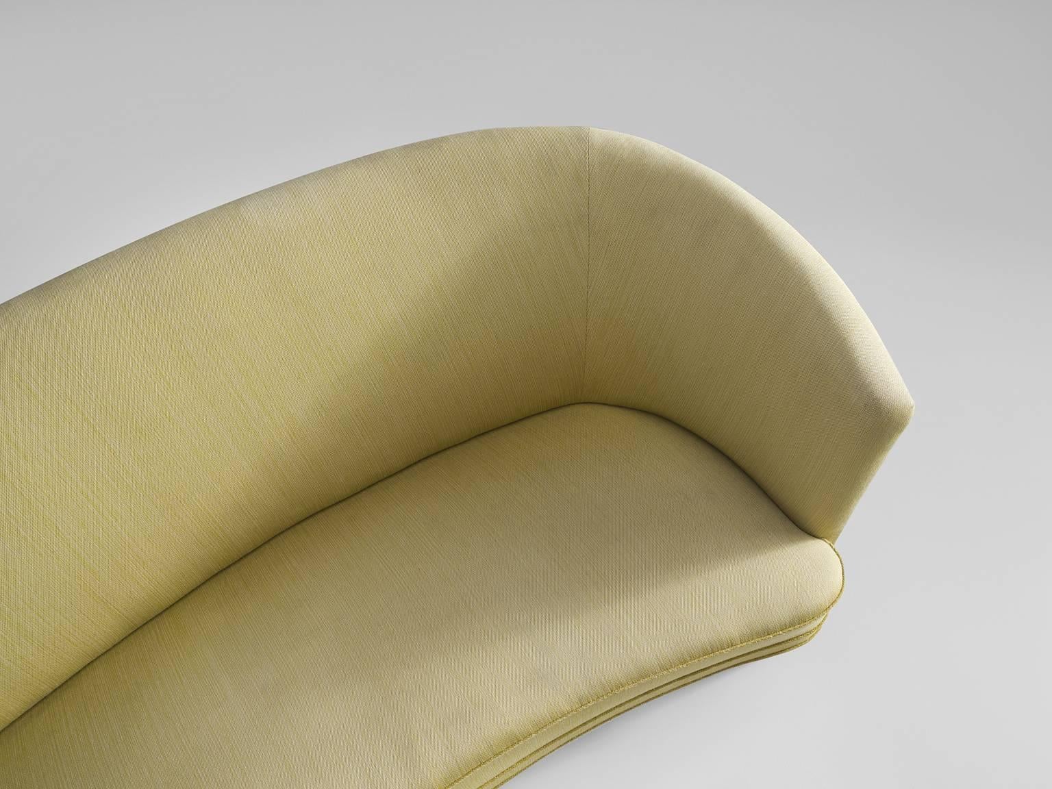 Upholstery Danish High Back Two-Seat Settee, 1950s
