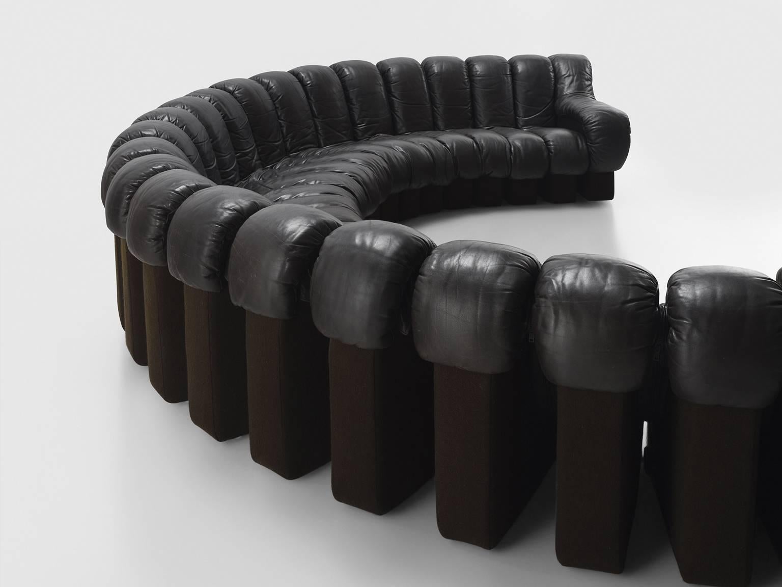 De Sede Ds 600 Non Stop 24 Section Sofa in Dark Brown Leather In Good Condition In Waalwijk, NL