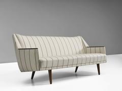 Kurt Østervig Three-Seat Sofa in Striped Wool, 1960s