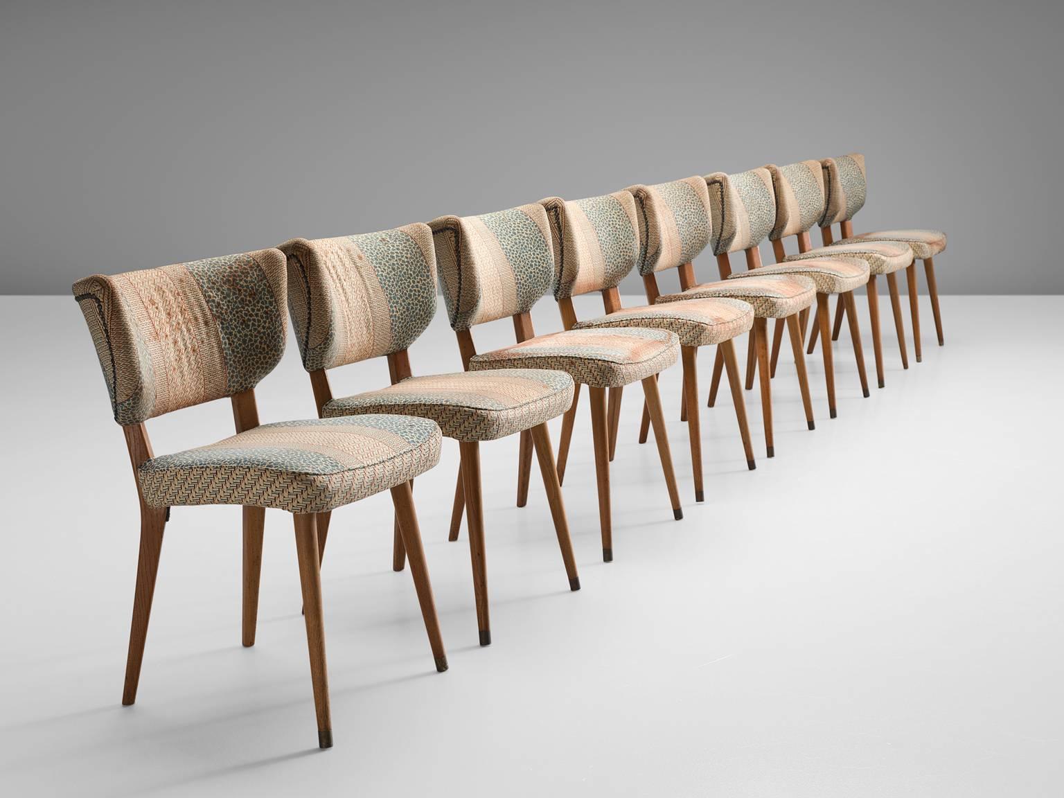 Mid-Century Modern Set of Eight Wingback Italian Dining Chairs, 1950s