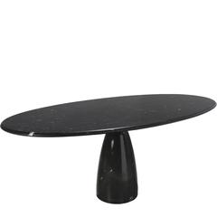 Italian Nero Marquina Oval Dining Table