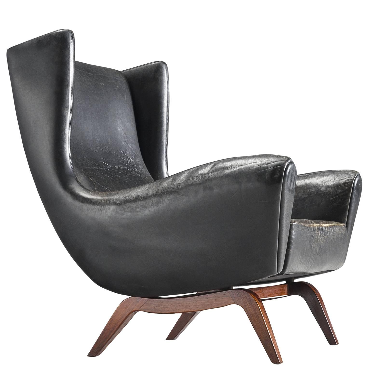 Illum Wikkelsø Wingback Original Leather Lounge Chair