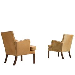 Kaare Klint Pair of Cognac Lounge Chairs, 1930s