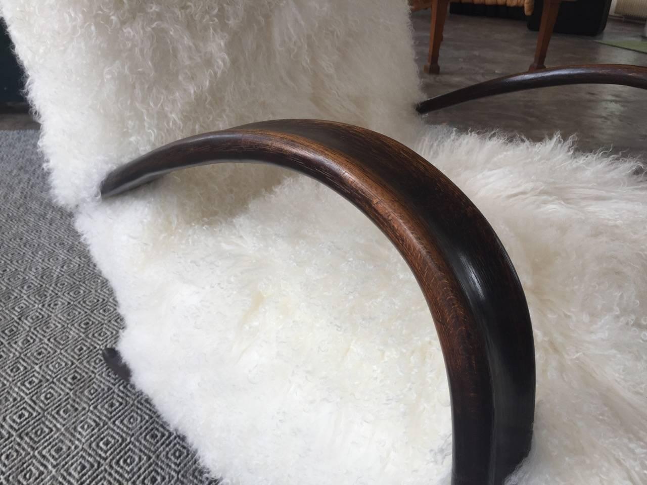 Art Deco Halabala Easy Chair in Exclusive Tibetan Lamb Wool