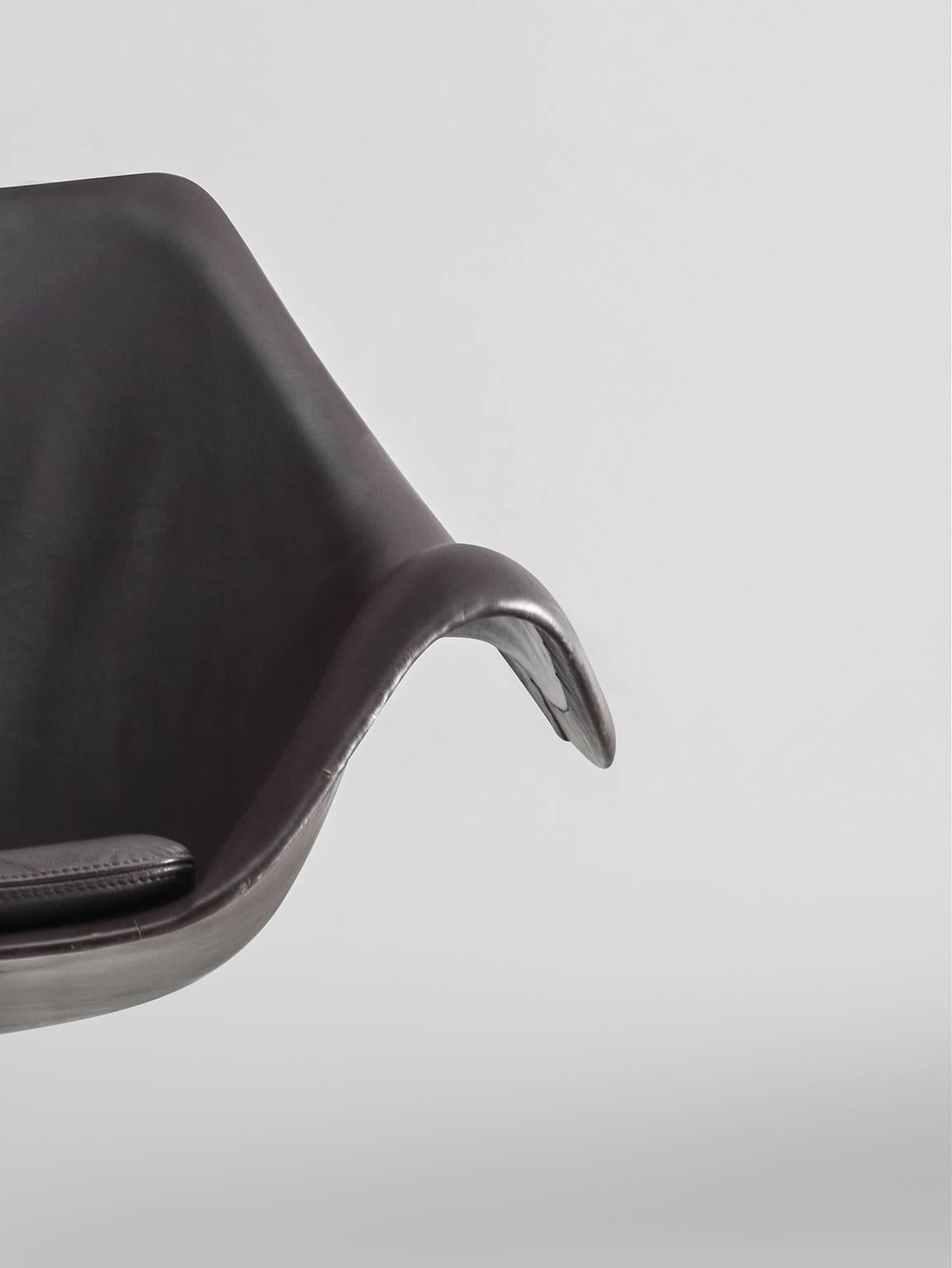 Jorgen Lund & Ole Larsen Leather Swivel Bucket Chairs for Bo-Ex im Zustand „Gut“ in Waalwijk, NL