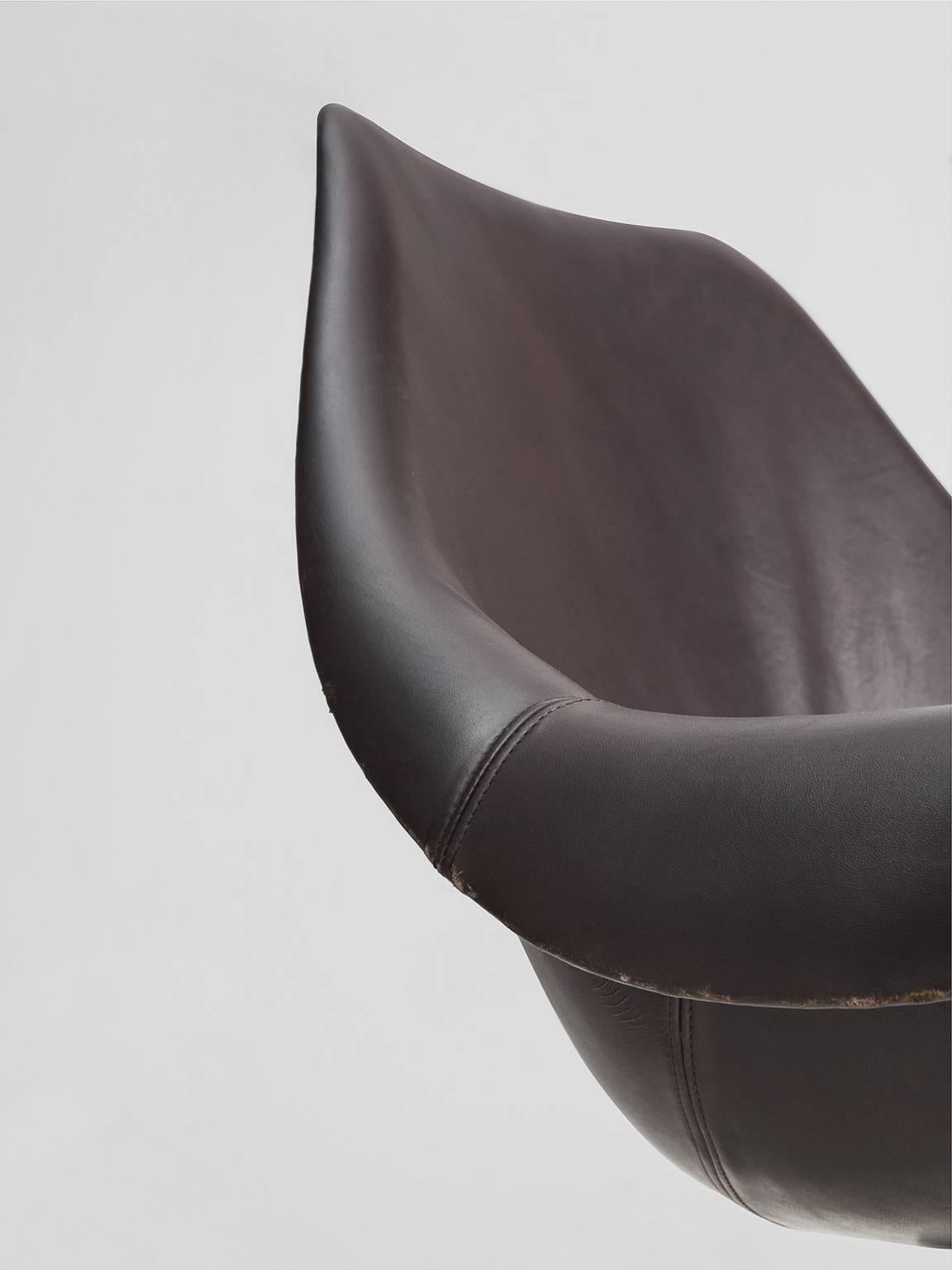 Mid-20th Century Jorgen Lund & Ole Larsen Leather Swivel Bucket Chairs for Bo-Ex