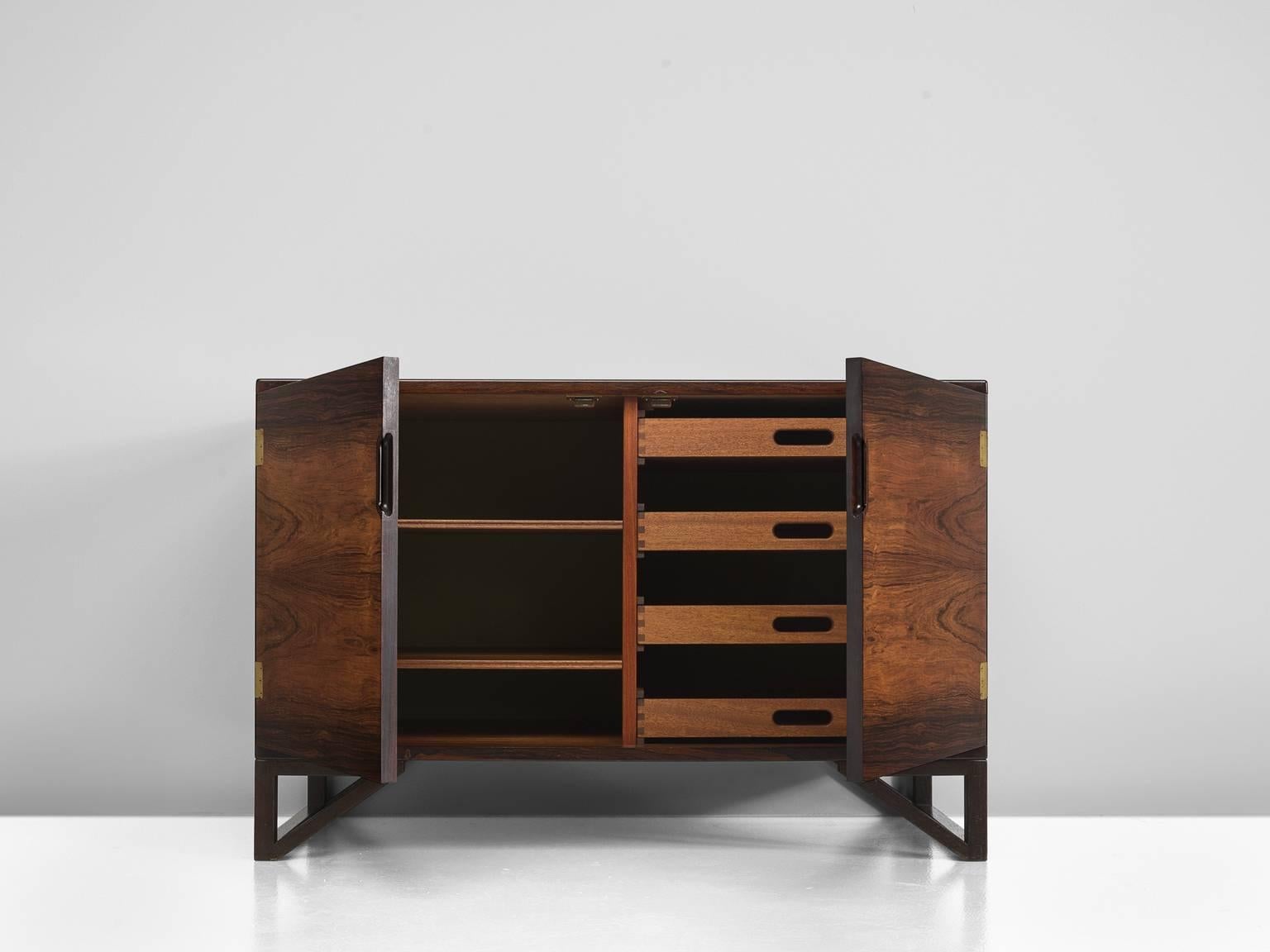 Danish Svend Langkilde Cabinet in Rosewood and Brass