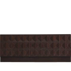 Brown Brutalist Credenza with Graphical Doors in Oak 12