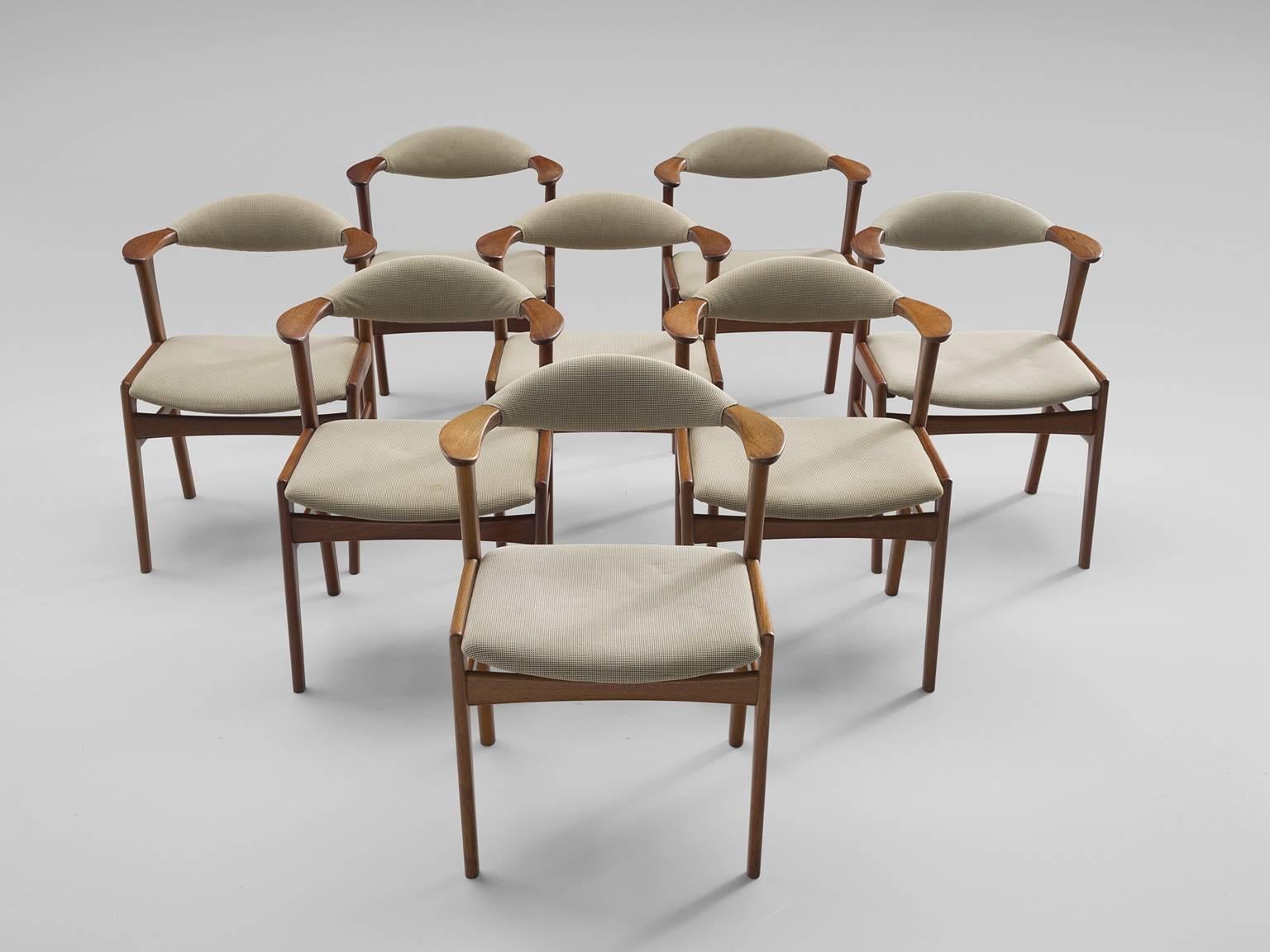 Danish Erik Kirkegaard Set of Eight Teak Dining Chairs
