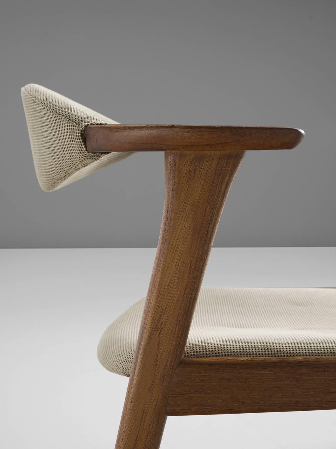 Fabric Erik Kirkegaard Set of Eight Teak Dining Chairs
