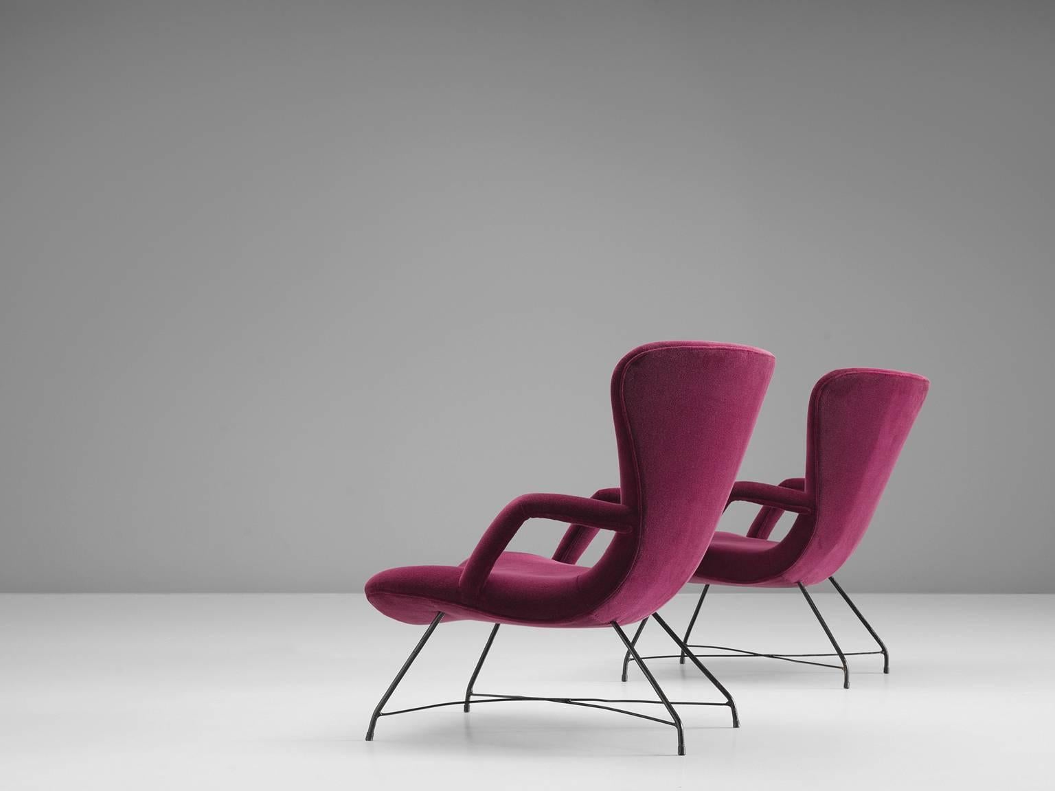 Mid-20th Century Eisler & Hauner Pair of Magenta Chairs, 1950s