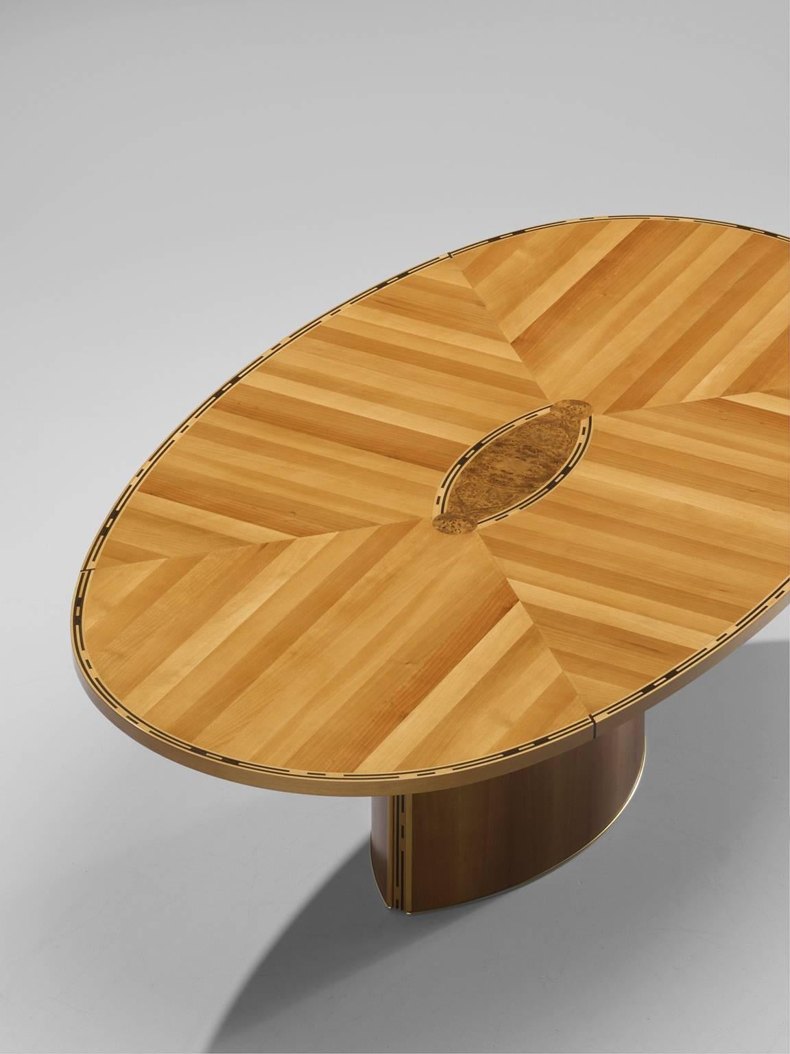 Mid-Century Modern Sculptural Oval Dining Table with Burl Centre