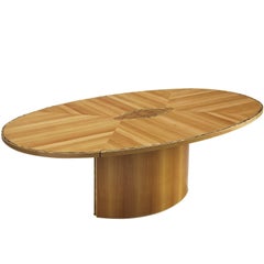 Sculptural Oval Dining Table with Burl Centre